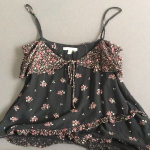 Black flowered tank top